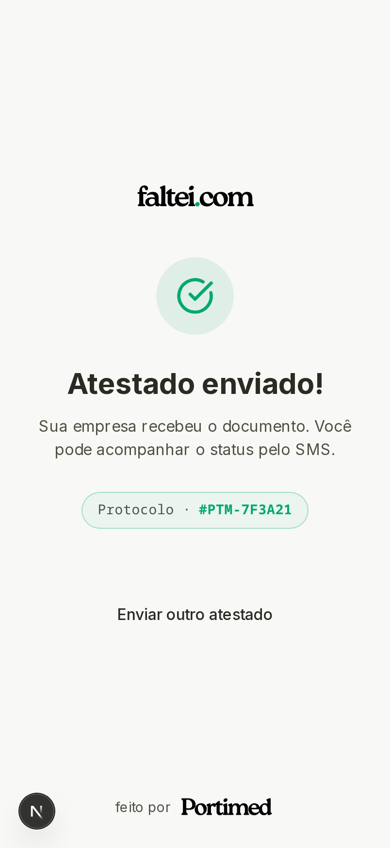 faltei.com — atestado enviado
